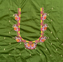 NR482MG -Mahendi Green Colour Computer Multi Work Blouse