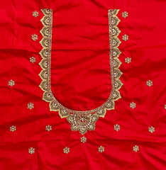 NR951MR -Mirchi Red Colour Computer Maggam Work Blouse