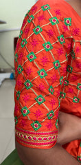 NR499OR- Orange Colour Computer Multi Work Blouse