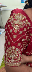 NR859M -Maroon Colour Computer Maggam Work Blouse