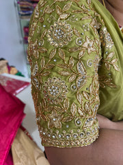 NR1249MD- Mahendi Colour Computer Maggam Work Blouse