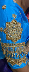 NR951SB -Sky Blue Colour Computer Maggam Work Blouse