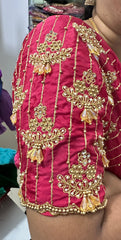 NR990TP- Tomato Pink Colour Computer Maggam Work Blouse