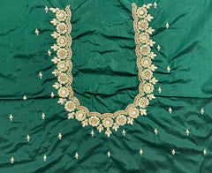 NR1149BG - Bottle Green Colour Computer Maggam Work Blouse