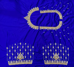NR1050IB- Ink Blue Colour Computer Maggam Work Blouse ( Boat Neck Design Back Open)