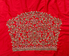 NR1300MR -Mirchi Red Colour Computer Maggam Work Blouse