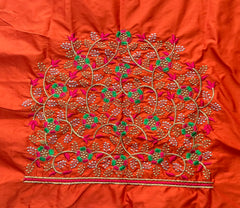 NR495OR- Orange Colour Computer Multi Work Blouse