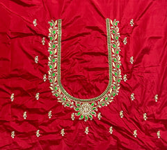 NR885R - Red Colour Computer Maggam Work Blouse