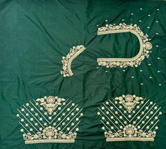 NR859BG -Bottle Green Colour Computer Maggam Work Blouse