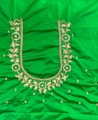 NR1296G -Green Colour Computer Maggam Work Blouse