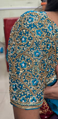 NR1300RG -Rama Green Colour Computer Maggam Work Blouse