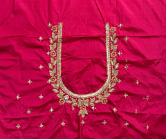 NR1320TP- Tomato Pink Colour Computer Maggam Work Blouse