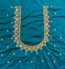 NR929RG- Rama Green Colour Computer Maggam Work Blouse