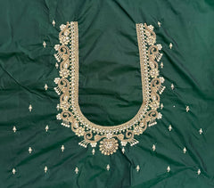 NR859BG -Bottle Green Colour Computer Maggam Work Blouse