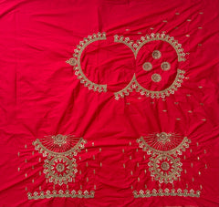 NR1129TR -Tomato Red Colour Computer Maggam Work Blouse ( POT Neck)