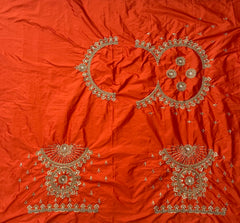 NR1129OR -Orange Colour Computer Maggam Work Blouse ( POT Neck)