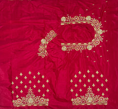 NR890TP - Tomato Pink Colour Computer Maggam Work Blouse