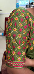 NR499MG- Mahendi Green Colour Computer Multi Work Blouse