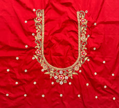 NR897R -Red Colour Computer Maggam Work Blouse