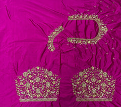 NR1249P- Pink Colour Computer Maggam Work Blouse