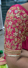 NR1320TP- Tomato Pink Colour Computer Maggam Work Blouse