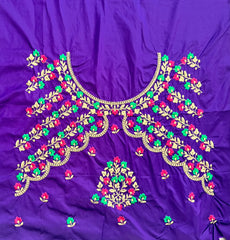 NR484V - Violet Colour Computer Multi Colour Work Blouse