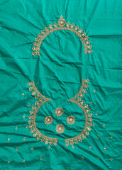 NR1129SG -Sea Green Colour Computer Maggam Work Blouse ( POT Neck)