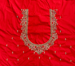 NR1300MR -Mirchi Red Colour Computer Maggam Work Blouse