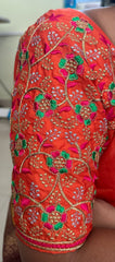 NR495OR- Orange Colour Computer Multi Work Blouse