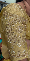 NR1129GD -Gold Colour Computer Maggam Work Blouse ( POT Neck)