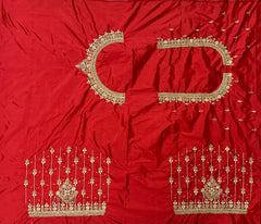 NR1050R-  Red Colour Computer Maggam Work Blouse ( Boat Neck Design Back Open)