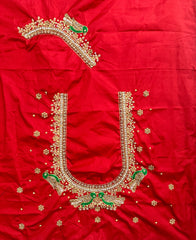 NR1059R-  Red Colour Computer Maggam Work Blouse