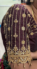NR929CF- Coffee Colour Computer Maggam Work Blouse