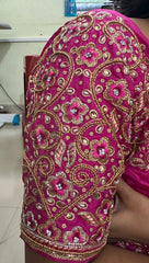 NR1300P -Pink Colour Computer Maggam Work Blouse
