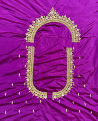 NR1050MP- Magenta Pink Colour Computer Maggam Work Blouse ( Boat Neck Design Back Open)