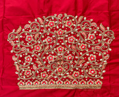 NR1300R -Red Colour Computer Maggam Work Blouse