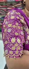 NR1299MP  Magenta Pink  Colour Computer Maggam Work Blouse