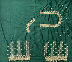 NR929BG- Bottle Green Colour Computer Maggam Work Blouse