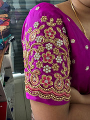 NR897MP -Magenta Pink Colour Computer Maggam Work Blouse