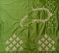 NR990MG- Mahendi  Green Colour Computer Maggam Work Blouse
