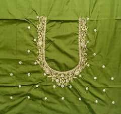 NR897MG -Mahendi Green Colour Computer Maggam Work Blouse