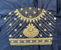 NR851NB - Navy Blue colour Computer Maggam Work Blouse
