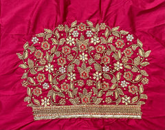 NR1320TP- Tomato Pink Colour Computer Maggam Work Blouse