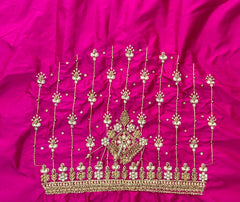 NR1050P-  Pink Colour Computer Maggam Work Blouse ( Boat Neck Design Back Open)