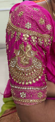 NR851P - Pink Colour Computer Maggam Work Blouse
