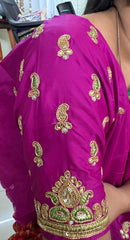 NR889MP - Magenta Pink Colour Computer Maggam Work Blouse