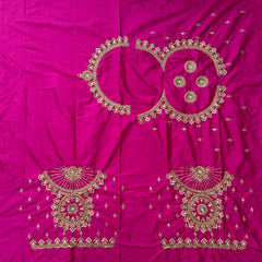 NR1129HP -Heart Pink Colour Computer Maggam Work Blouse ( POT Neck)