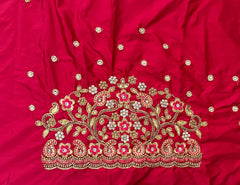 NR897TP -Tomato Pink Colour Computer Maggam Work Blouse