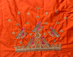 NR1059OR- Orange Colour Computer Maggam Work Blouse