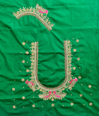 NR1059G- Green Colour Computer Maggam Work Blouse